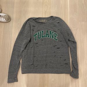 Custom made perfect condition Tulane ripped crew neck